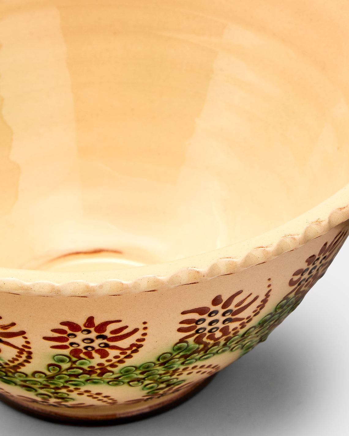 Poterie d’Évires - Flowers Hand-Painted Ceramic Small Fluted Serving Bowl - Cream - ABASK