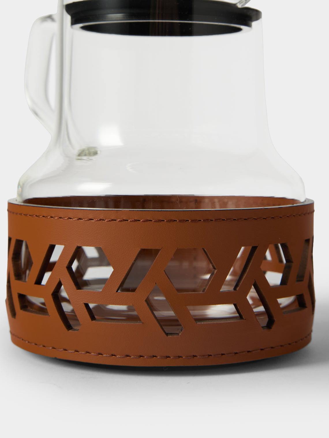 RUDI - Messina Glass and Leather Teapot - Brown - ABASK