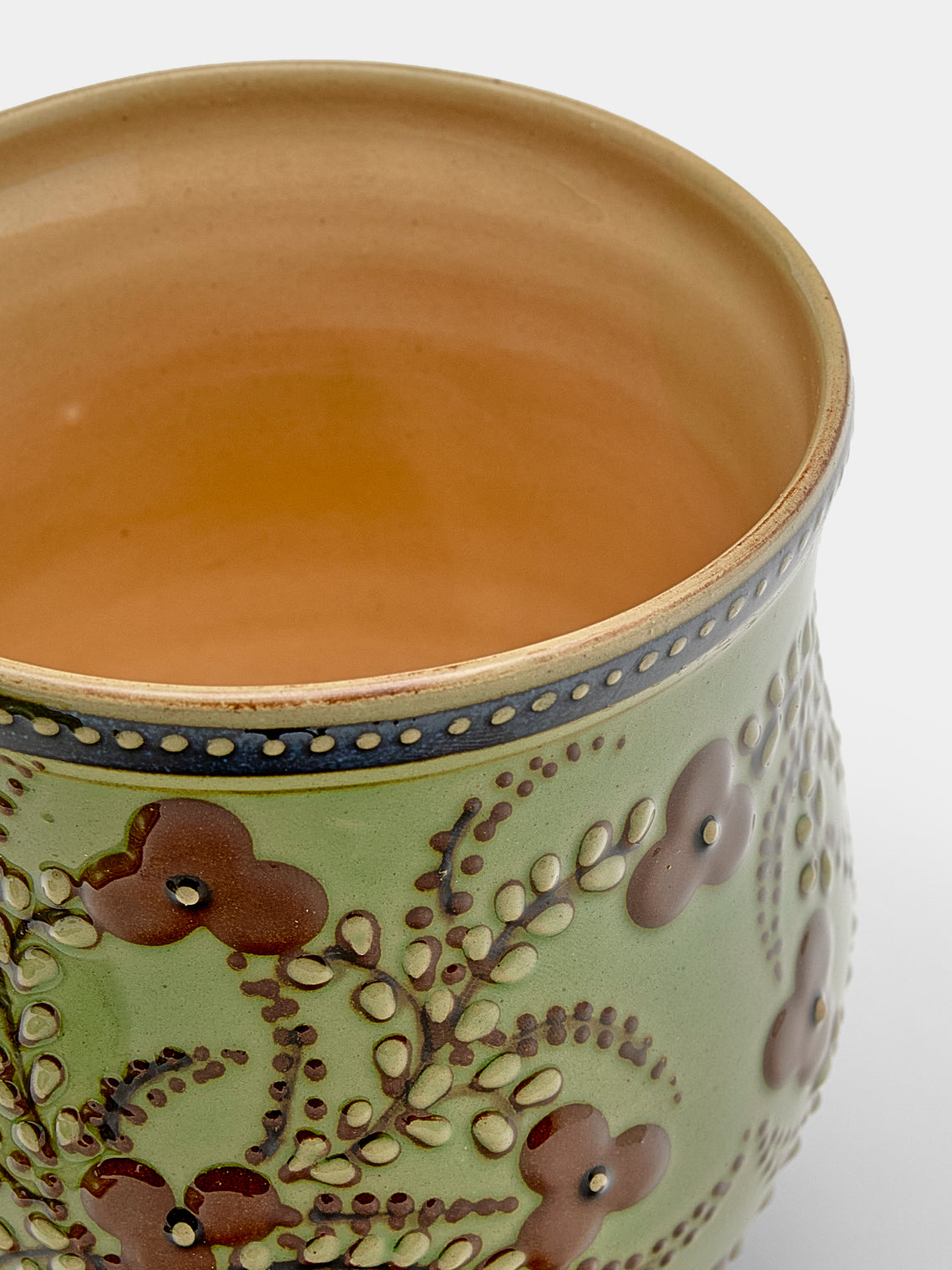 Poterie d’Évires - Flowers Hand-Painted Ceramic Mini Lidded Pot - Green - ABASK