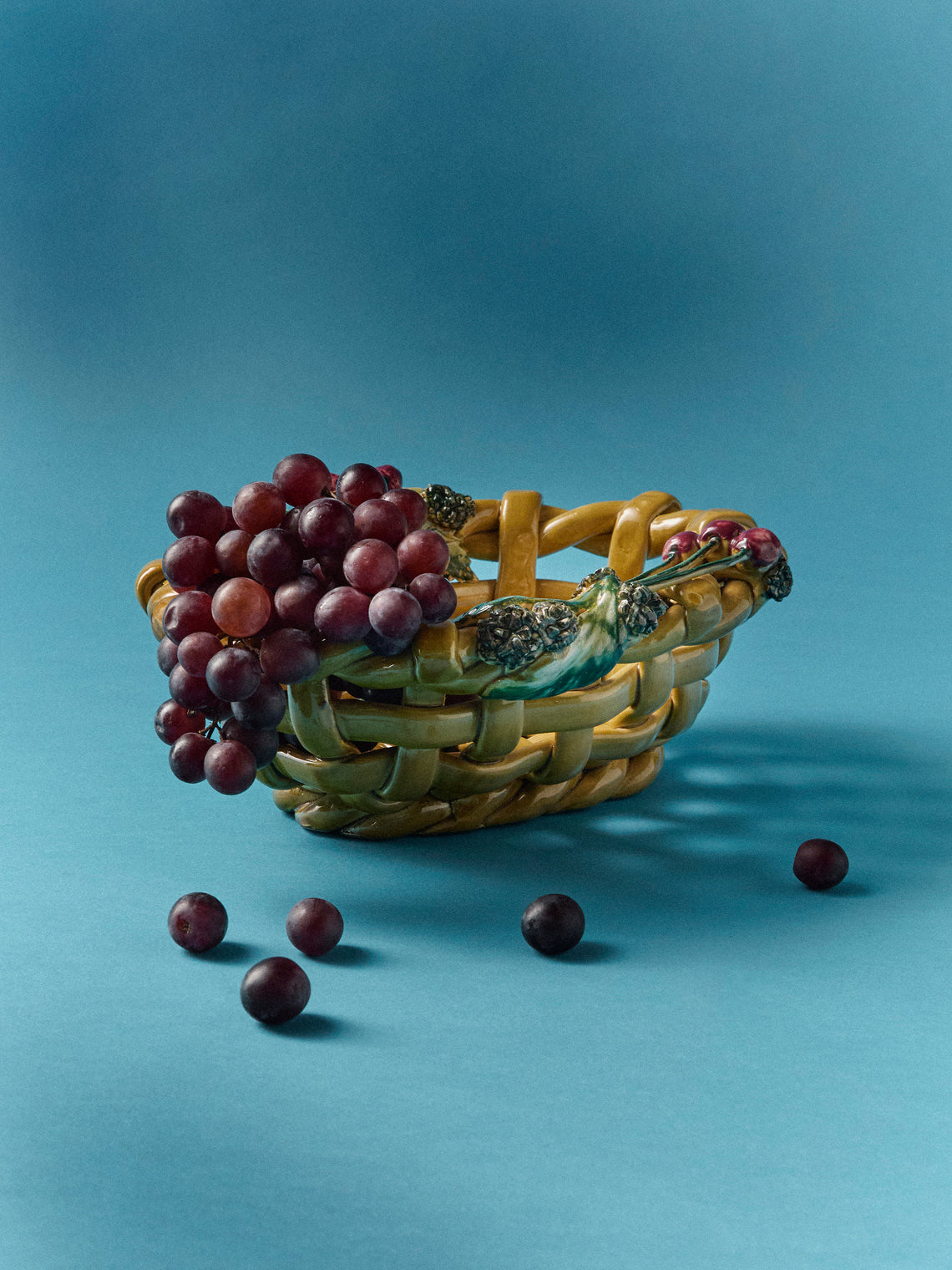 Antique and Vintage - 1960s Vallauris Majolica Ceramic Fruit Bowl - Yellow - ABASK