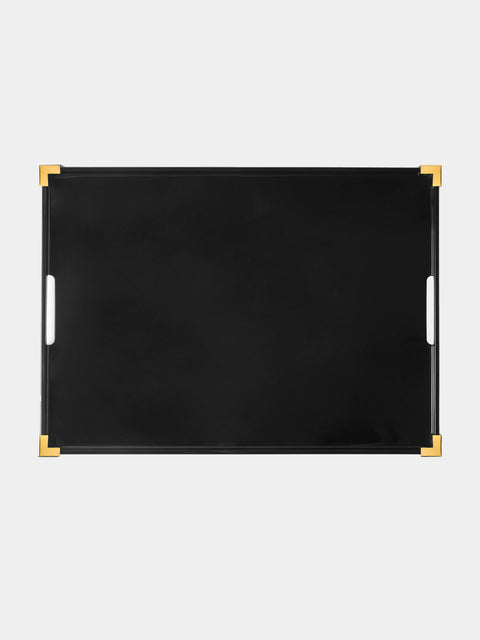 The Lacquer Company - Corners Lacquered Large Tray - Black - ABASK - 