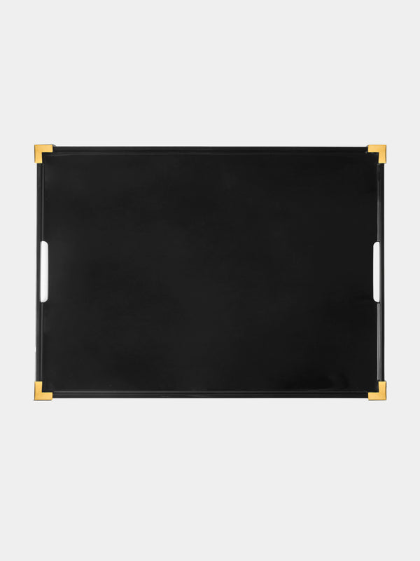 The Lacquer Company - Corners Lacquered Large Tray - Black - ABASK - 