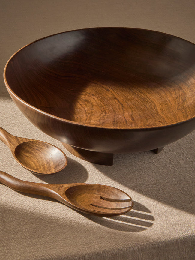CasaLatina - Lara Full Moon Hand-Carved Salad Bowl - Brown - ABASK