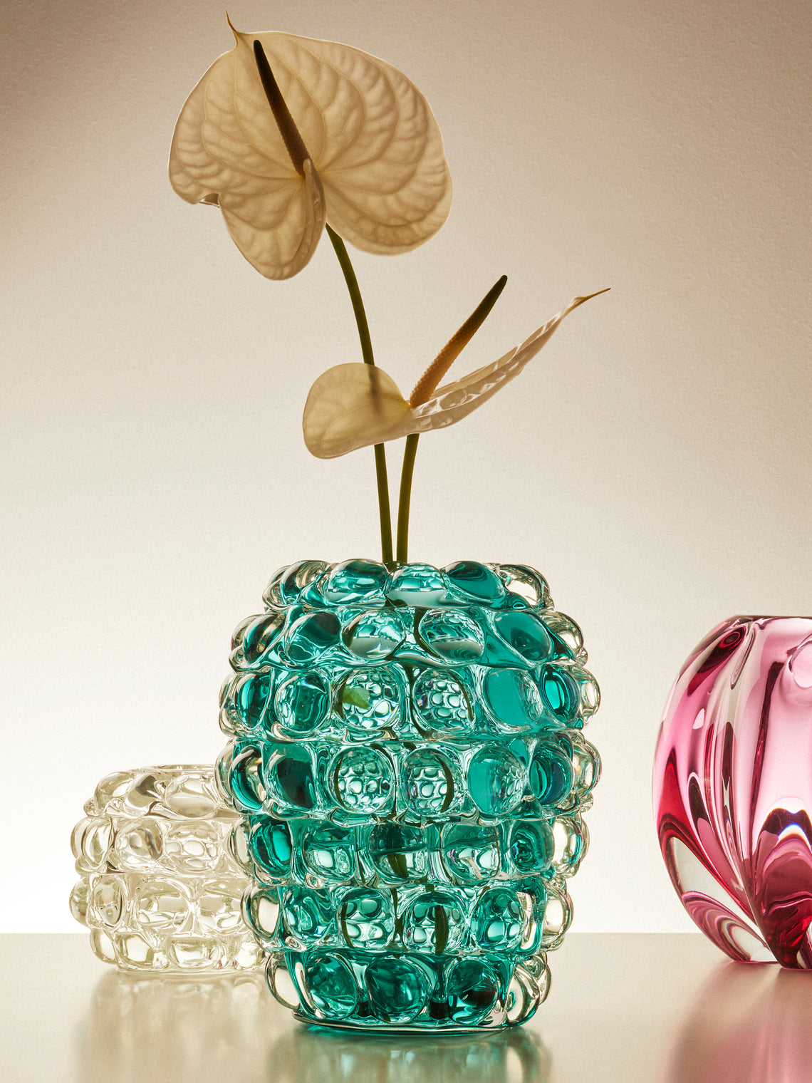 Yali Glass - Boboli Hand-Blown Murano Glass Vase (8.5in/22cm) - Blue - ABASK