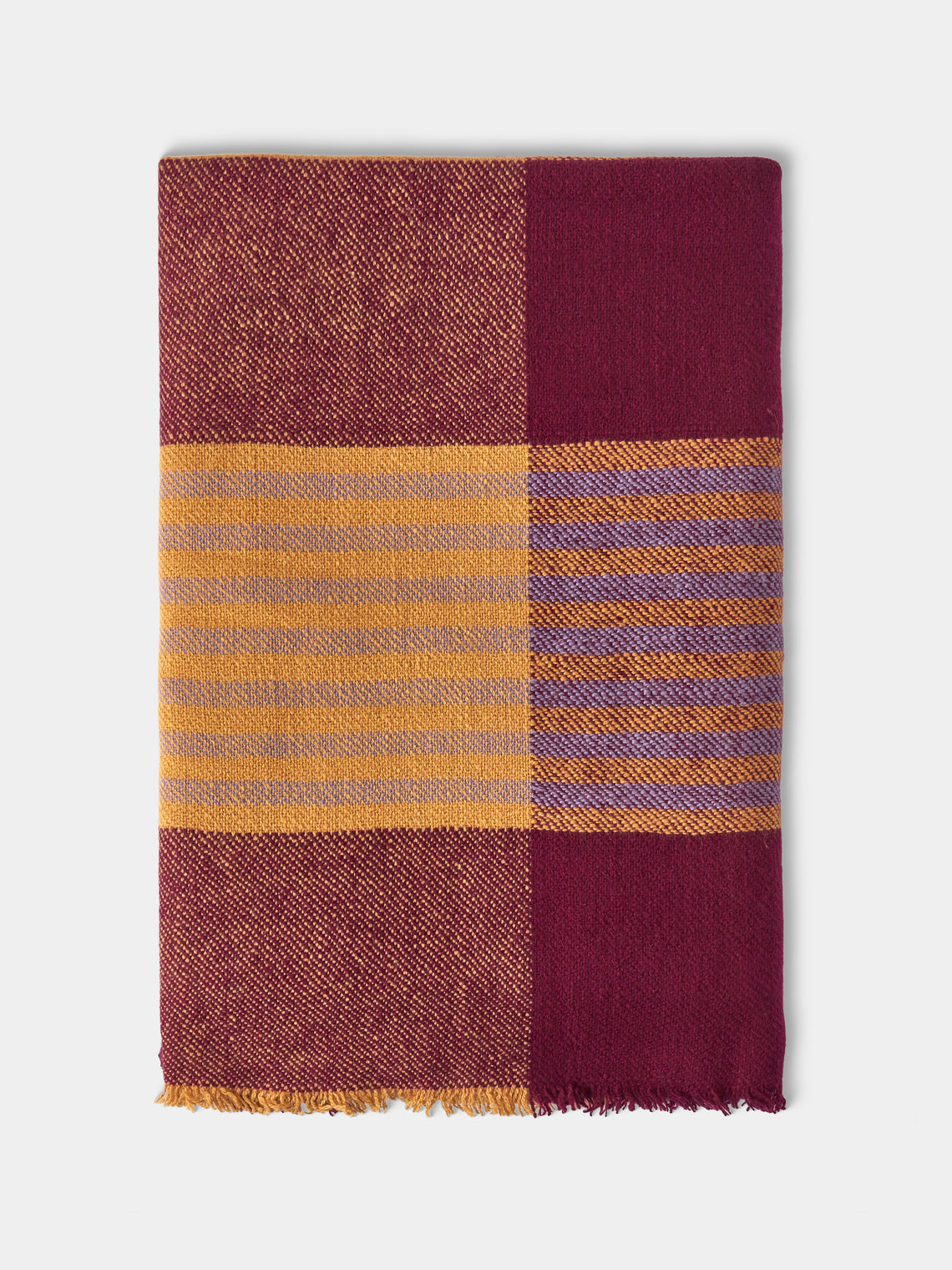 Me & K - Srinagar Cashmere Tartan Throw (75in/1.9m) - Red - ABASK - 