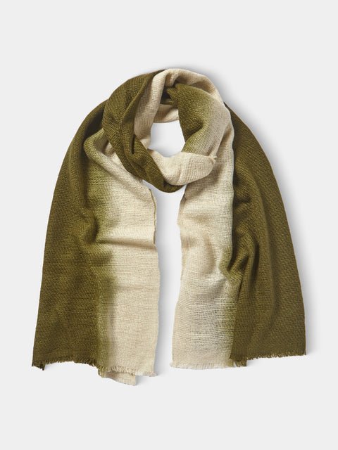 Me & K - Cashmere Ombré-Border Scarf | One Size - Green - ABASK - 