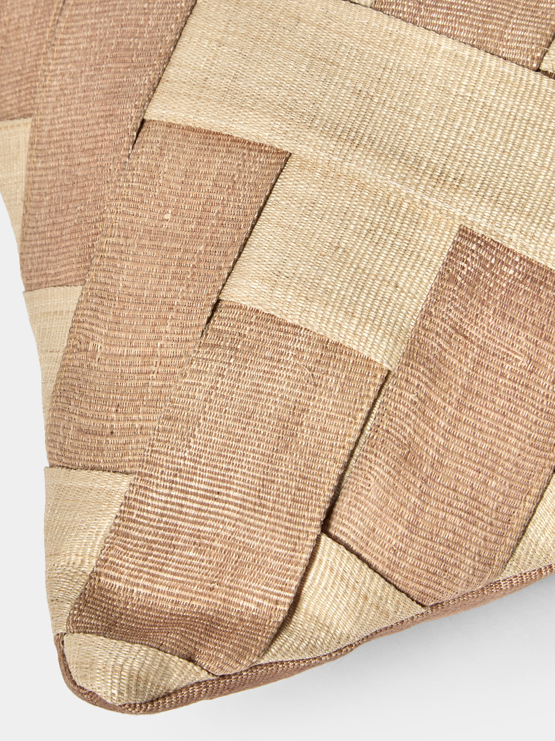 Kubo Curated - Cross Panel Weave T'nalak Cloth Cushion (19.5in/50cm) - Beige - ABASK