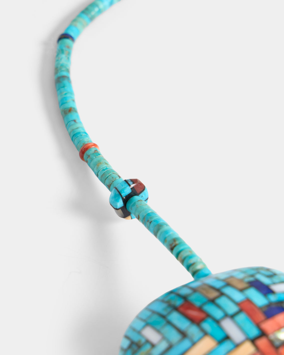 Mahnaz Collection - Women's Vintage Charlene Reano Double-Sided Mosaic Inlay Shell Necklace - Multiple - ABASK