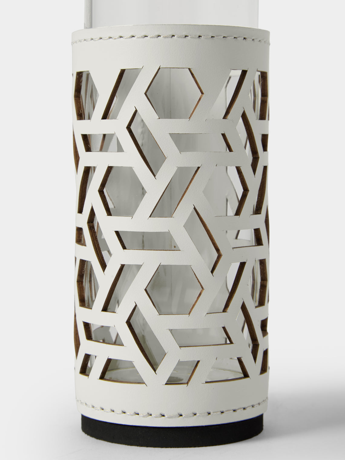 RUDI - Imperia Glass and Leather High Cruet - White - ABASK