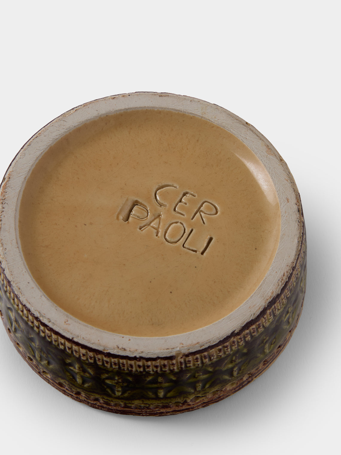 Antique and Vintage - 1960s Bitossi Sahara Ceramic Candle Holder - Green - ABASK