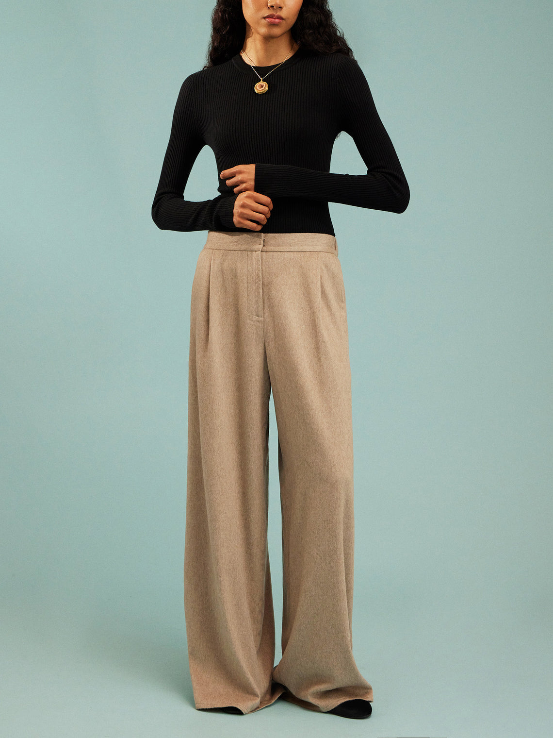 Arch4 - Celeste Baby Goat Cashmere Long-Sleeved Top | Size: S - Black - ABASK