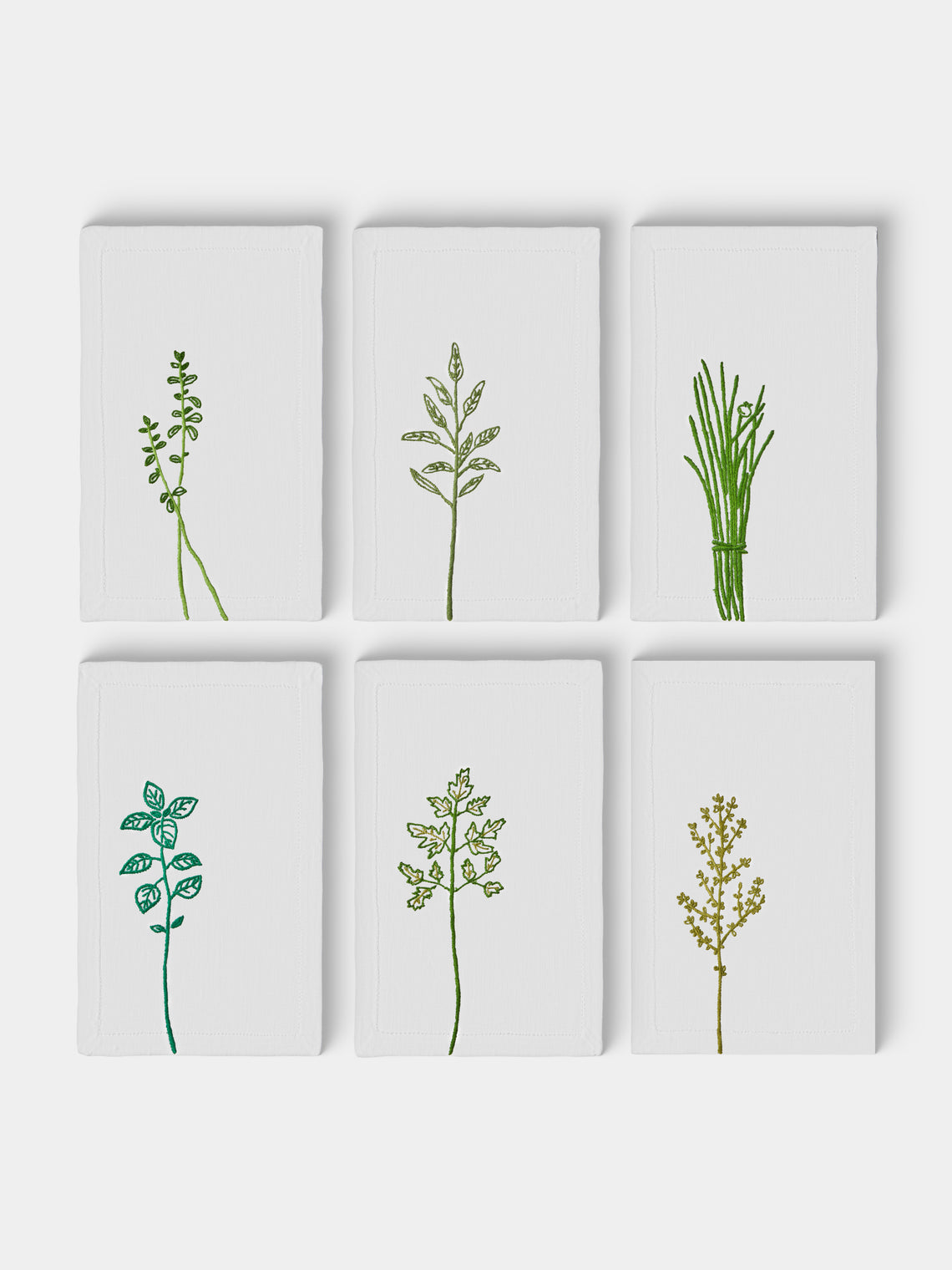 Taf Firenze - | Set of 6 | Fauna Hand-Embroidered Linen Cocktail Napkins - White - ABASK - 