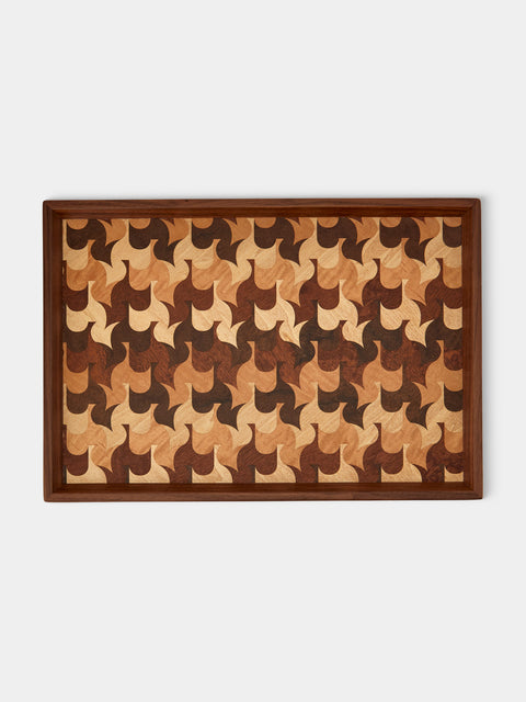Mori Kougei - Poke Marquetry Wood Tray (15in/38.5cm) - Multiple - ABASK - 