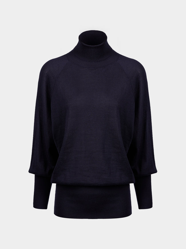 Dusan - Cashmere Rollneck Sweater | One Size - Navy - ABASK - 