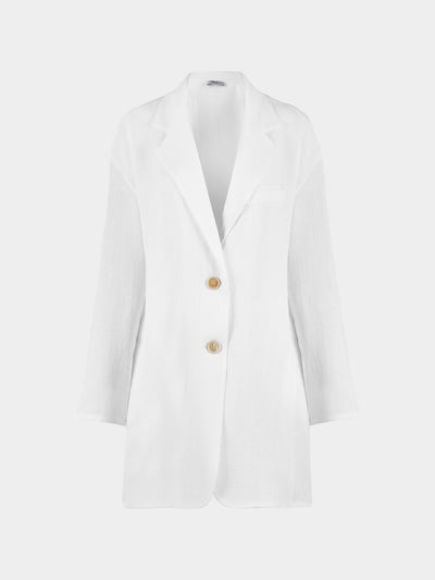 Dusan - Linen Open-Back Jacket | Size: XS - White - ABASK - 