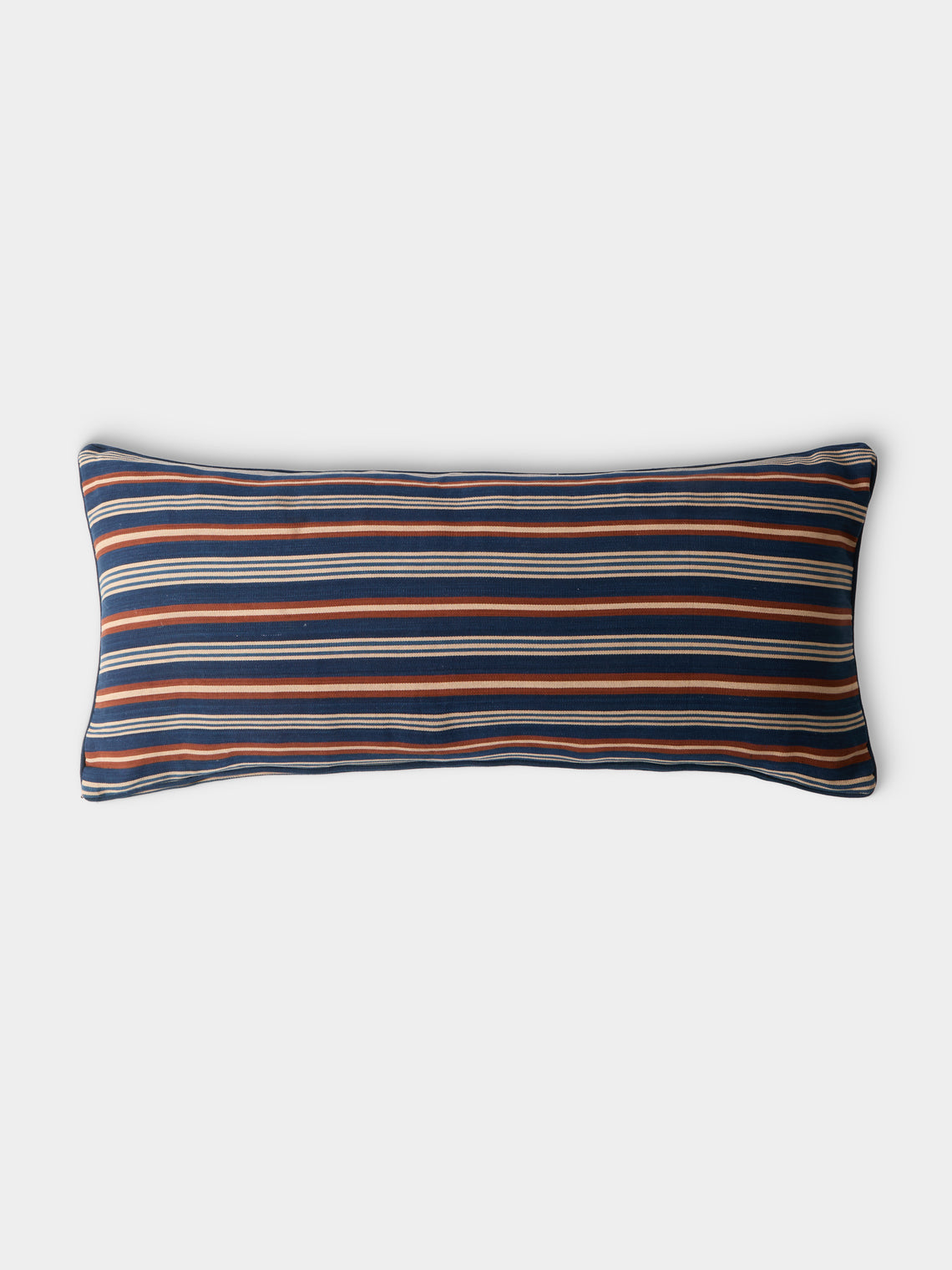 R Collective - Handwoven Indigo Striped Cotton Cushion (35.5in/90cm) - Blue - ABASK
