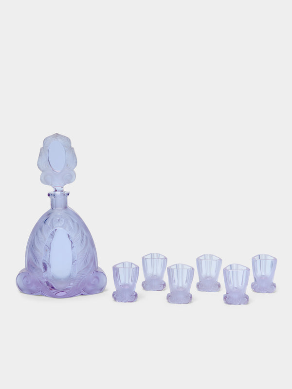 Antique and Vintage - 1930s Alexandrite Crystal Decanter with Shot Glasses (Set of 7) -  - ABASK - 
