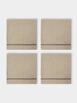 Chamois - | Set of 4 | Embroidered Linen Napkins - Beige - ABASK - 