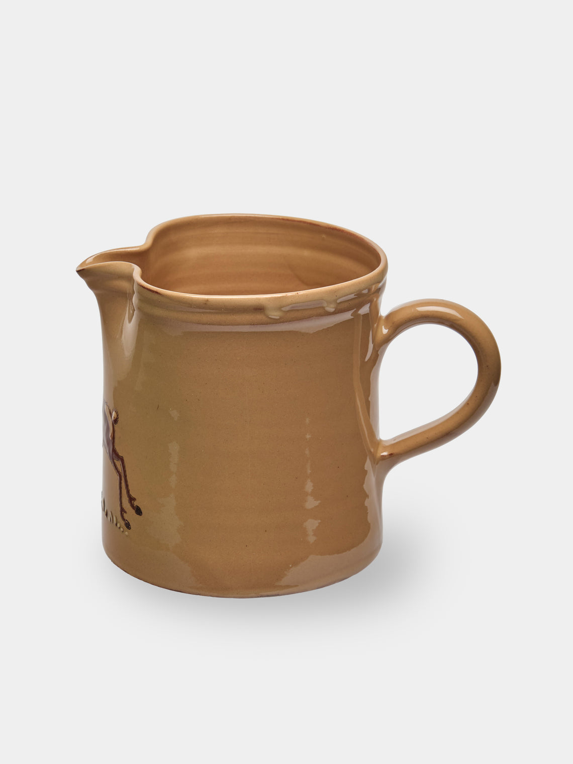 Poterie d’Évires - Stags Hand-Painted Ceramic Straight-Edge Jug (34oz/1L) - Cream - ABASK