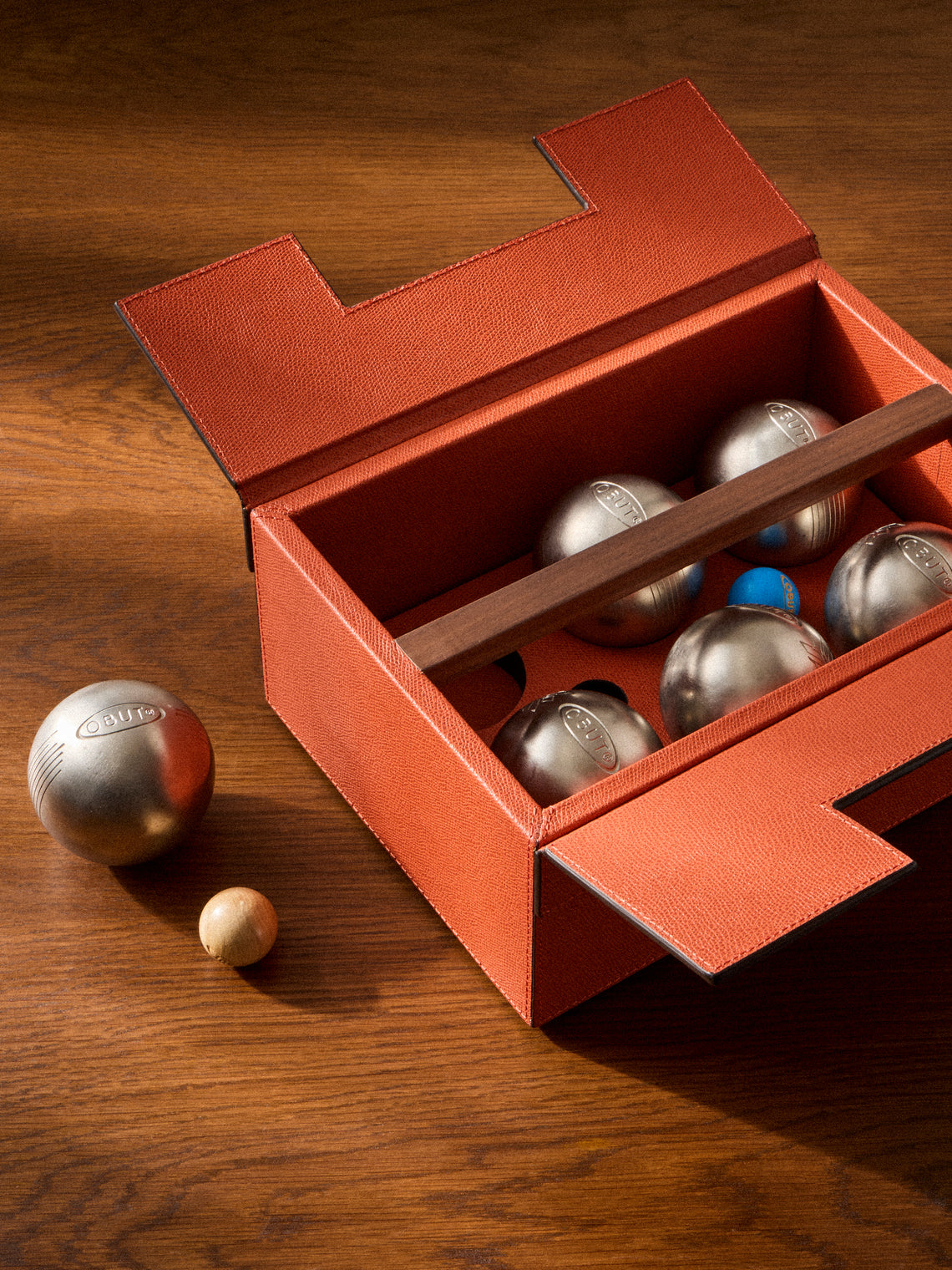 Giobagnara - Leather Outdoor Boules Set - Red - ABASK