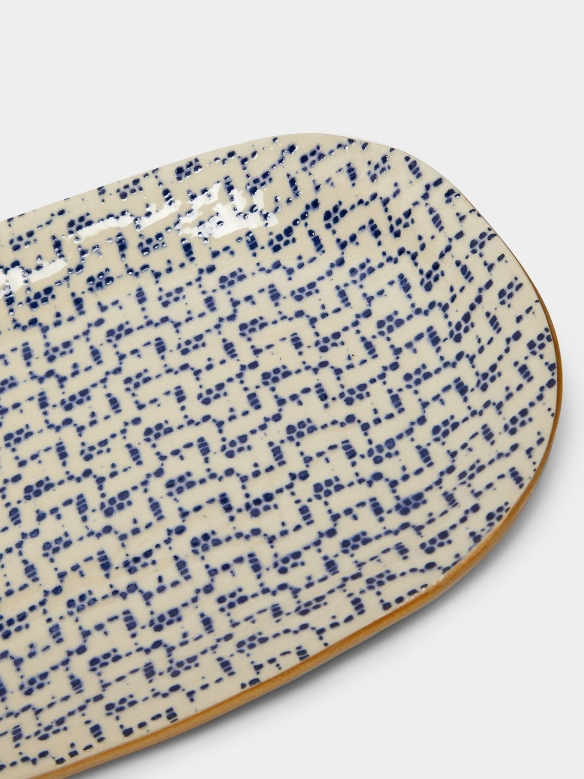 Terrafirma Ceramics - Hand-Printed Ceramic Small Fish Platter - Blue - ABASK