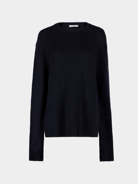 Dusan - Classic Cashmere Boyfriend Sweater | Size: XS - Navy - ABASK - 
