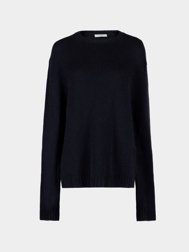 Dusan - Classic Cashmere Boyfriend Sweater | Size: XS - Navy - ABASK - 