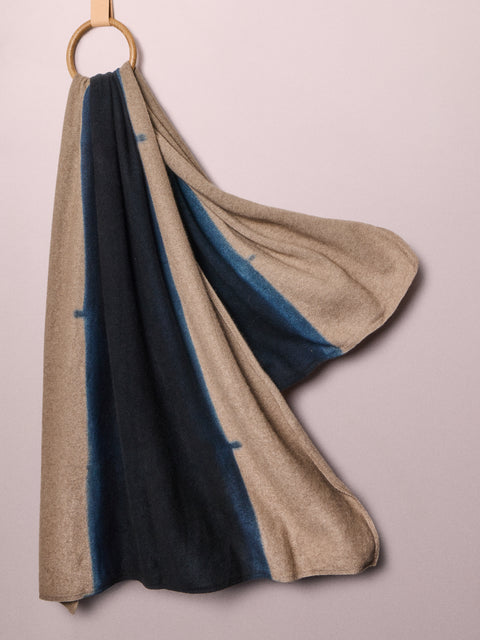 Suzusan - Women's Shibori Cashmere Travel Shawl (71in/1.8m) - Beige - ABASK