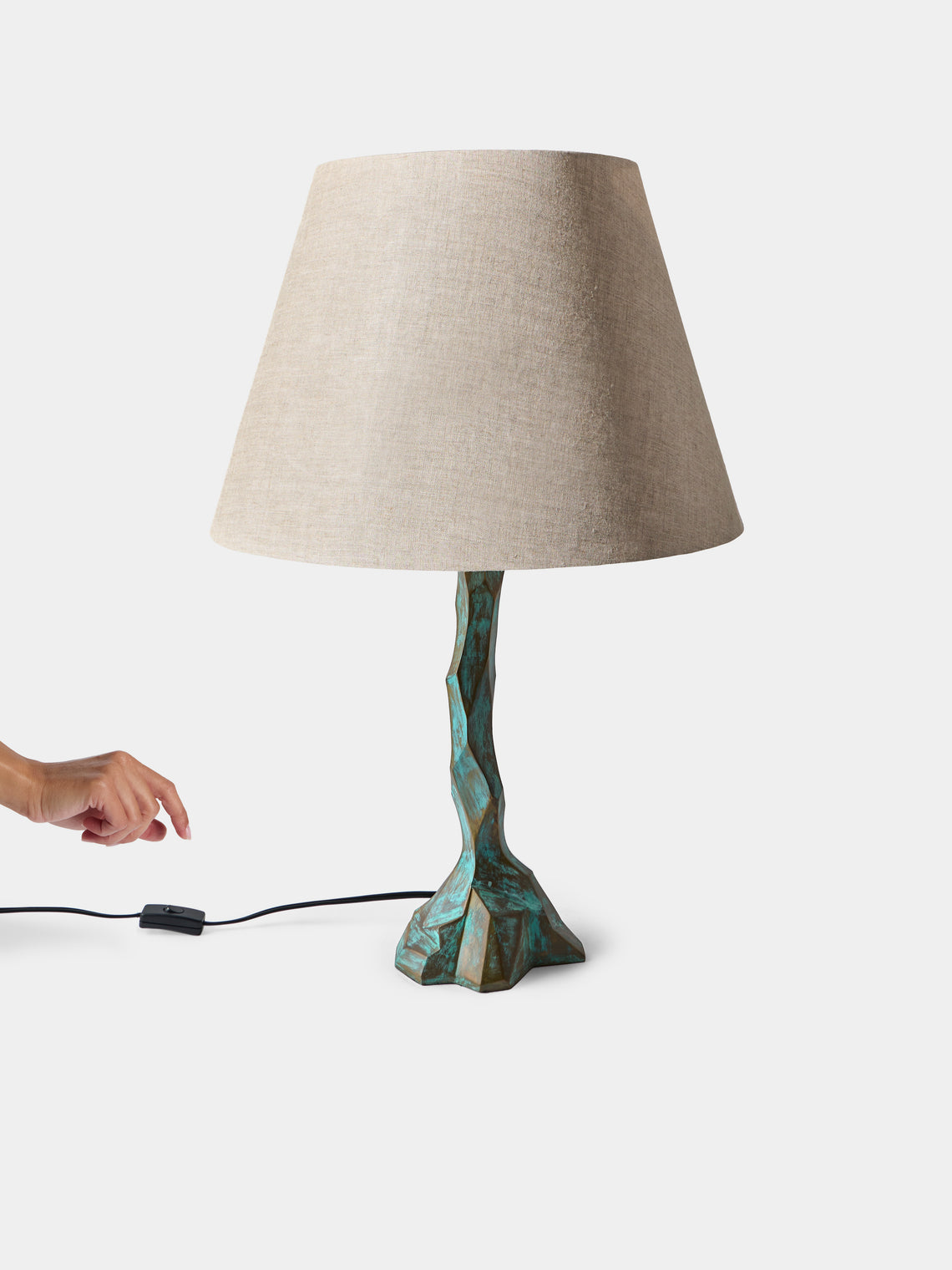 Viya - Leh Brass and Linen Table Lamp - Blue - ABASK