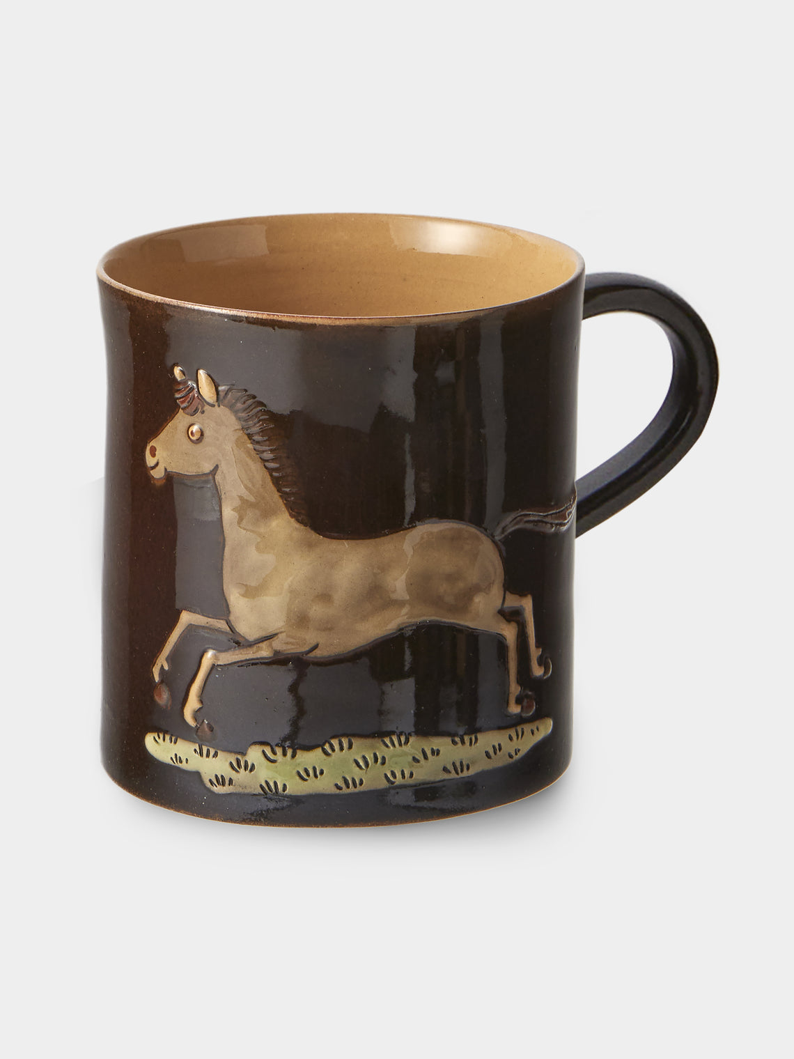 Poterie d’Évires - Animals Hand-Painted Ceramic Mugs (Set of 4) - Dark Brown - ABASK