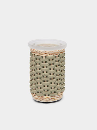 Giobagnara - Calais Leather and Rattan Toothbrush Holder - Light green - ABASK - 