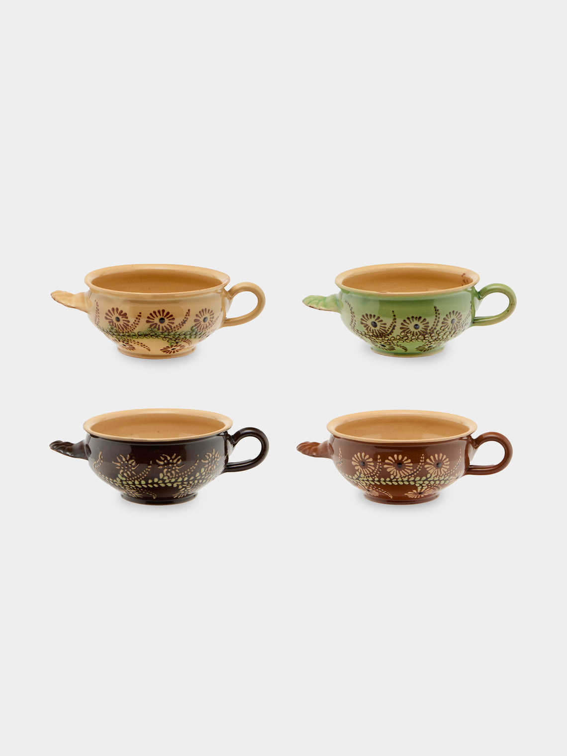 Poterie d’Évires - Flowers Hand-Painted Ceramic Soup Bowls (Set of 4) - Multiple - ABASK - 