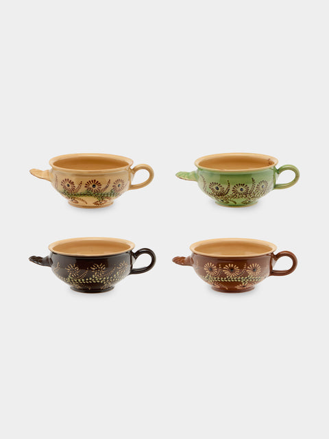 Poterie d’Évires - Flowers Hand-Painted Ceramic Soup Bowls (Set of 4) - Multiple - ABASK - 