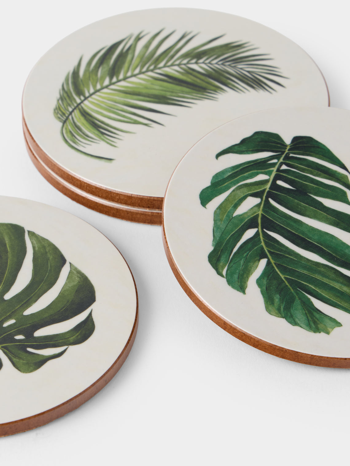 HestiaLiving - | Set of 4 | Palm Tree Wood Coasters - Green - ABASK