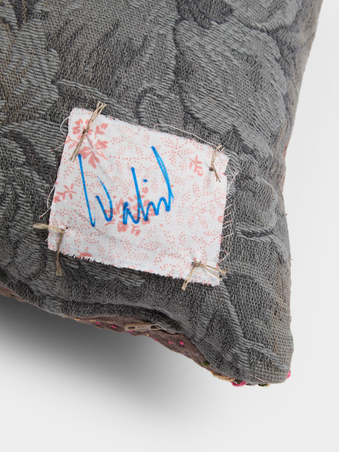 By Walid - 19th-Century Needlepoint Wool and 1920s French Jacquard Cushion (19in/48cm) - Multiple - ABASK
