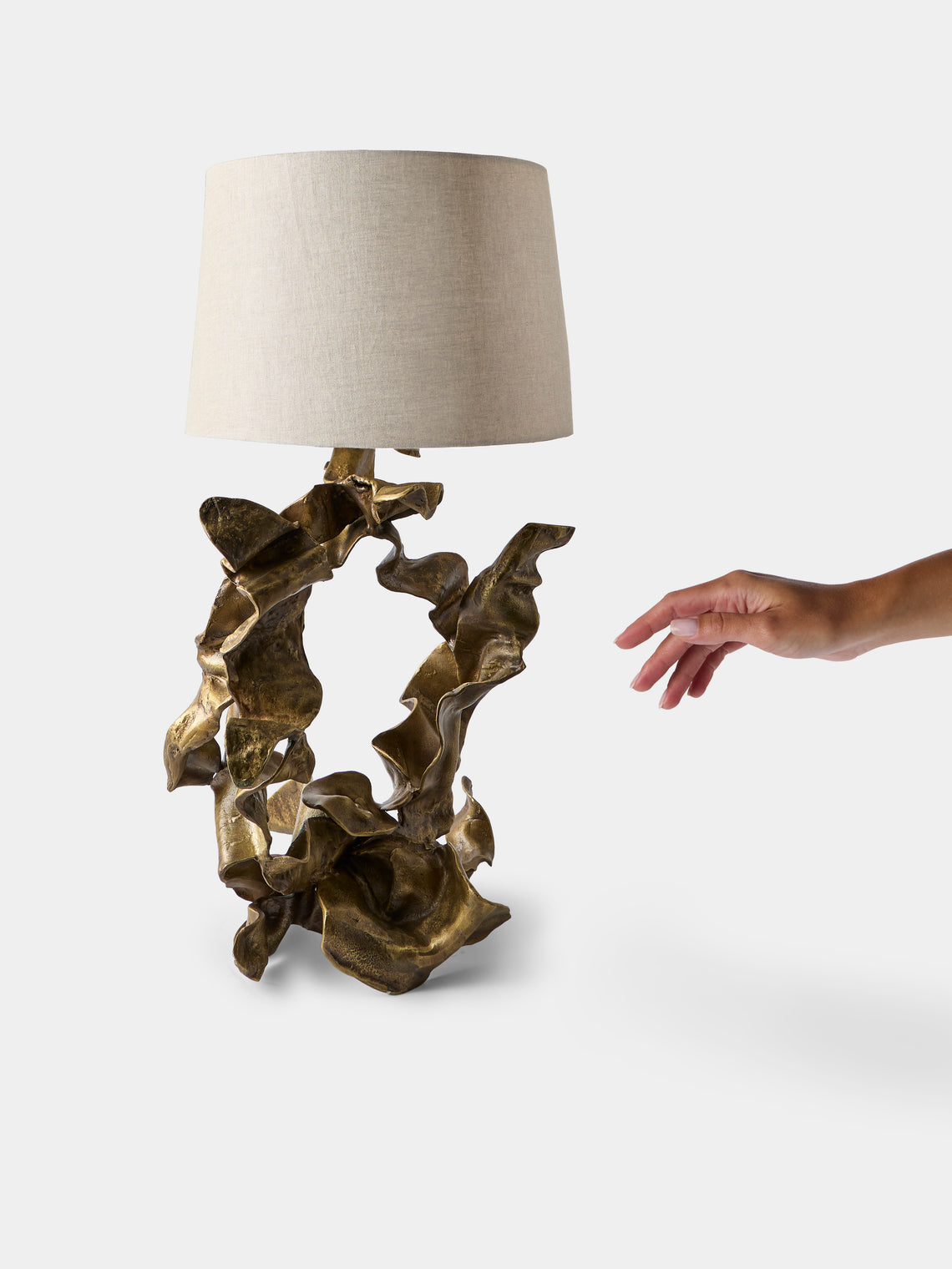 Viya - Hundred Petal Rose Brass Table Lamp - Brass - ABASK