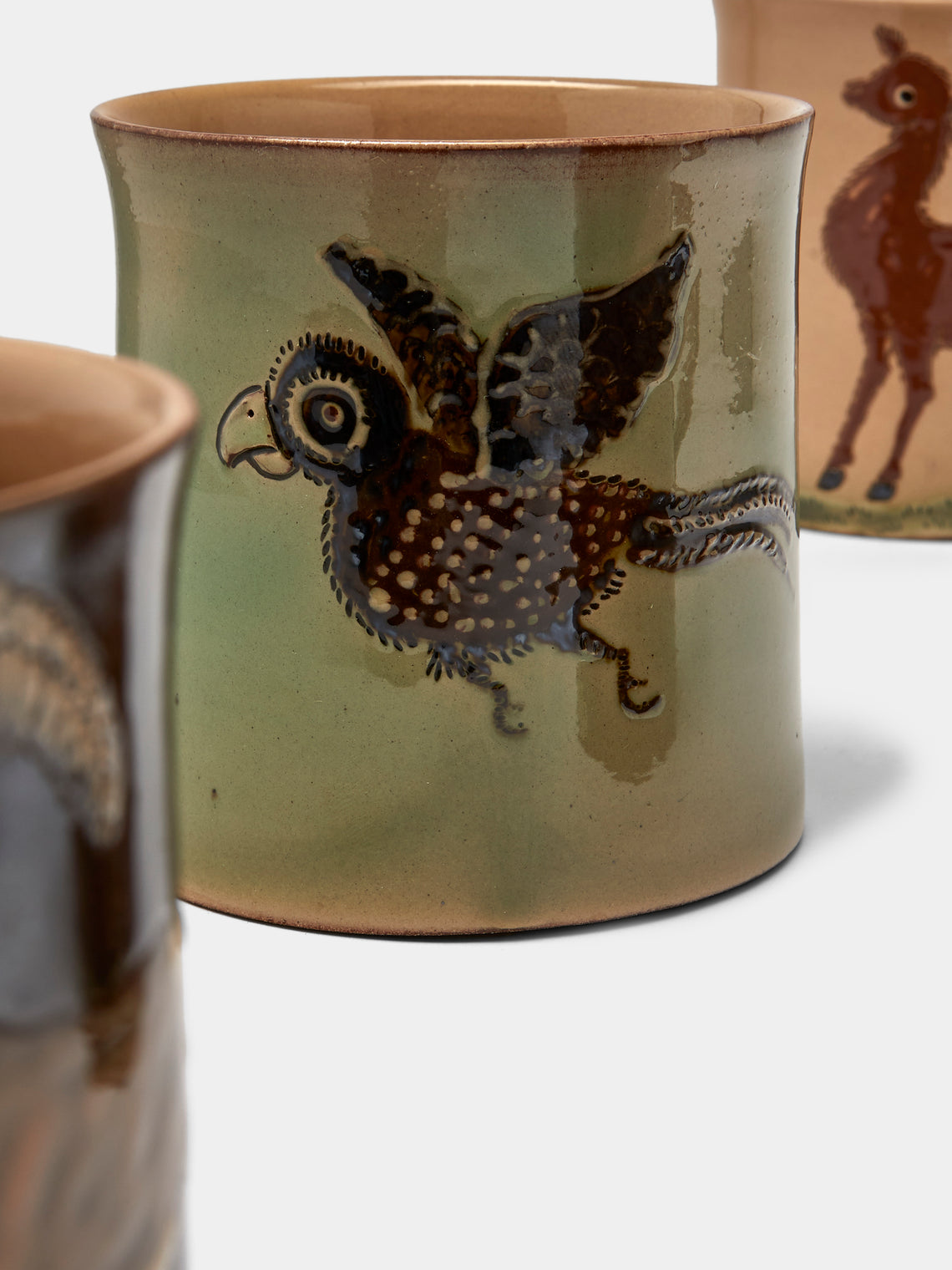 Animals Hand-Painted Ceramic Mugs (Set of 4)