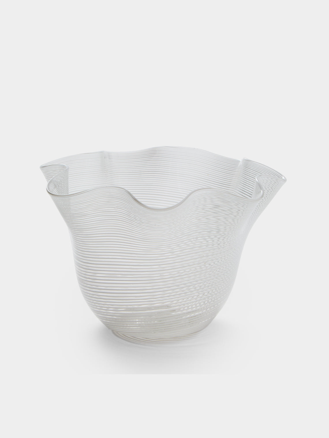 Antique and Vintage - 1983 Zanellato/Bortotto Filigrana Glass Vase (6.5in/17cm) - White - ABASK - 