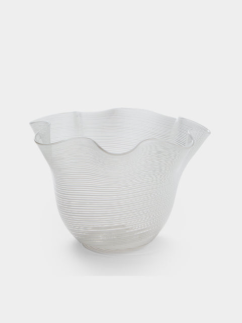 Antique and Vintage - 1983 Zanellato/Bortotto Filigrana Glass Vase (6.5in/17cm) - White - ABASK - 