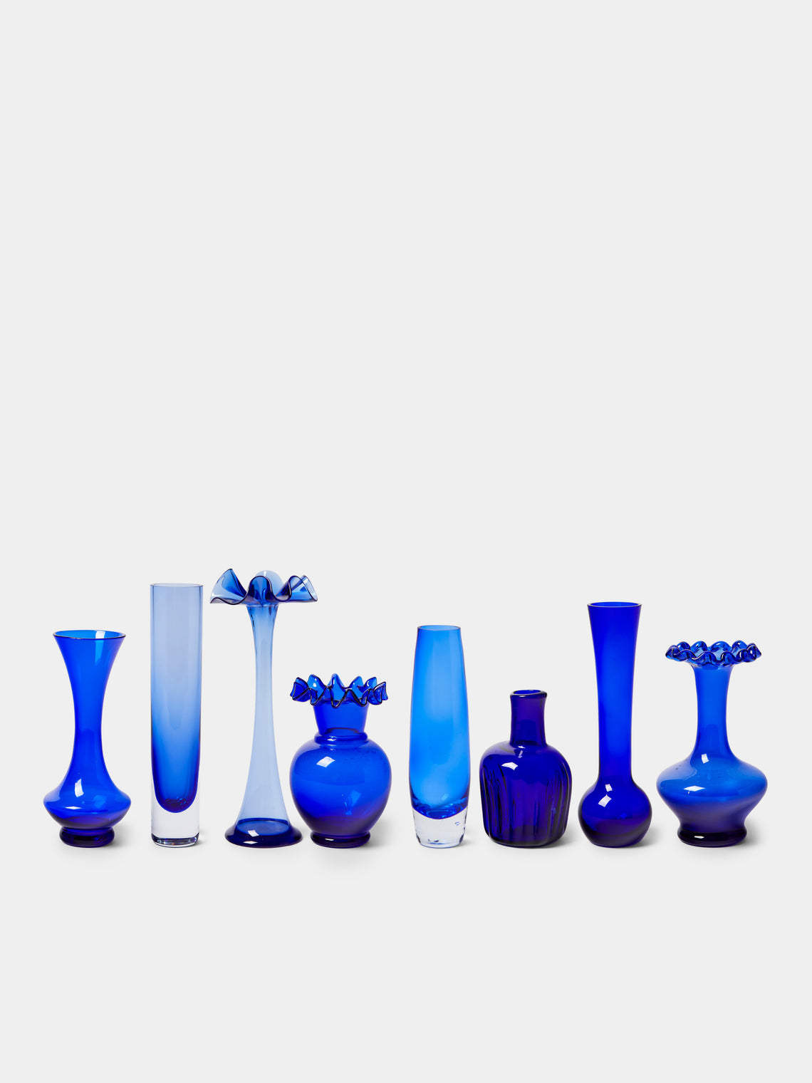 Antique and Vintage - Mid-Century Glass Bud Vases (Set of 8) - Blue - ABASK - 