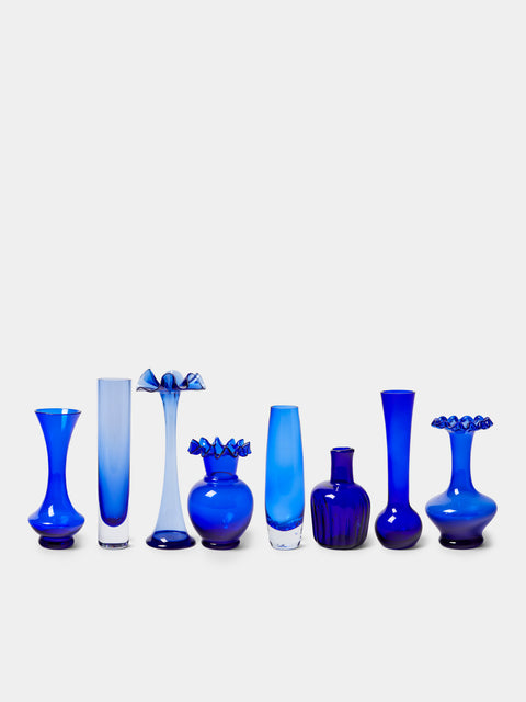 Antique and Vintage - Mid-Century Glass Bud Vases (Set of 8) - Blue - ABASK - 