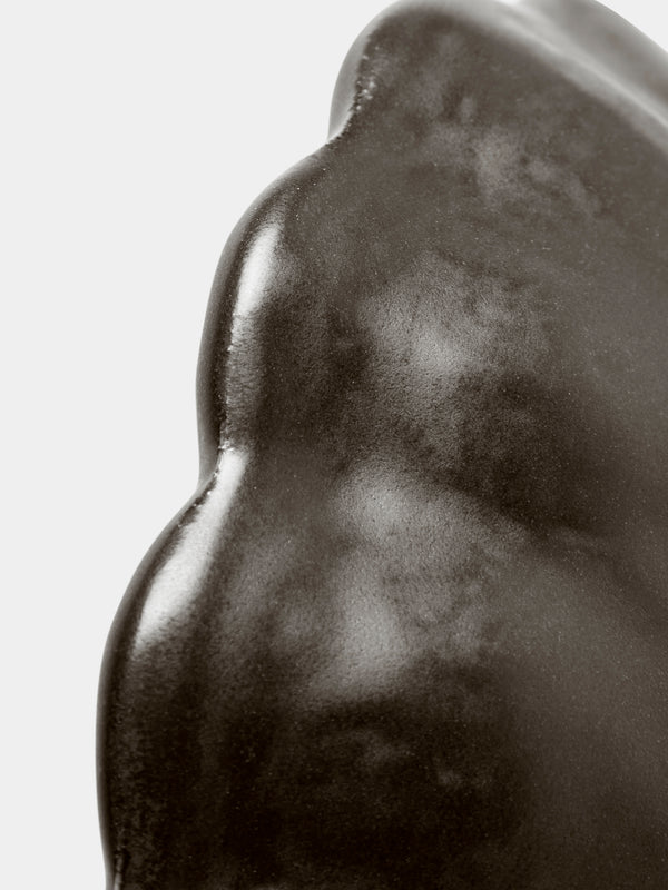 Kaneko Kohyo - Rinka Ceramic Oval Shallow Bowls (Set of 4) - Black - ABASK