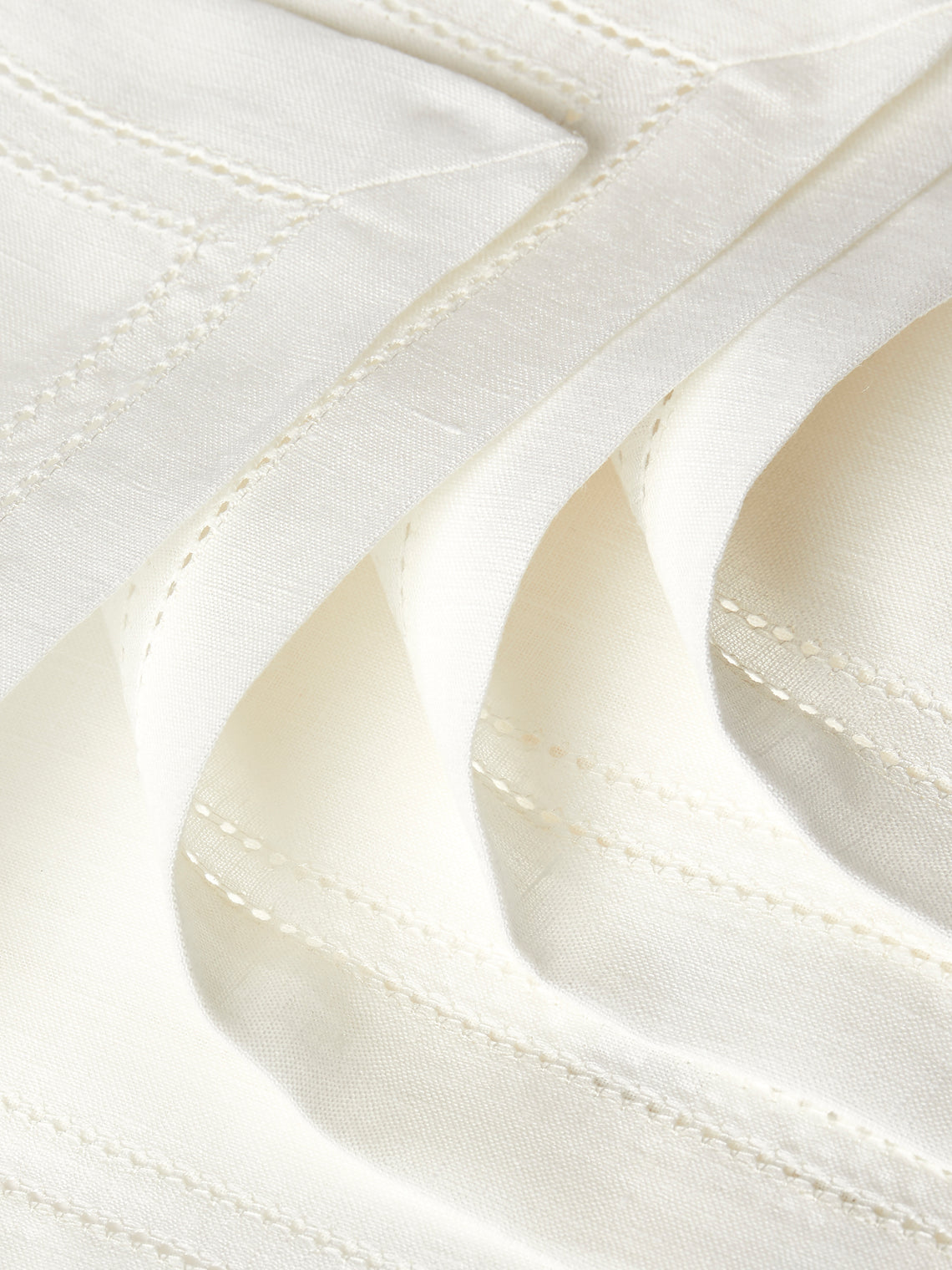 Volga Linen - Double Hem-Stitch Linen Placemats (Set of 6) - Ivory - ABASK