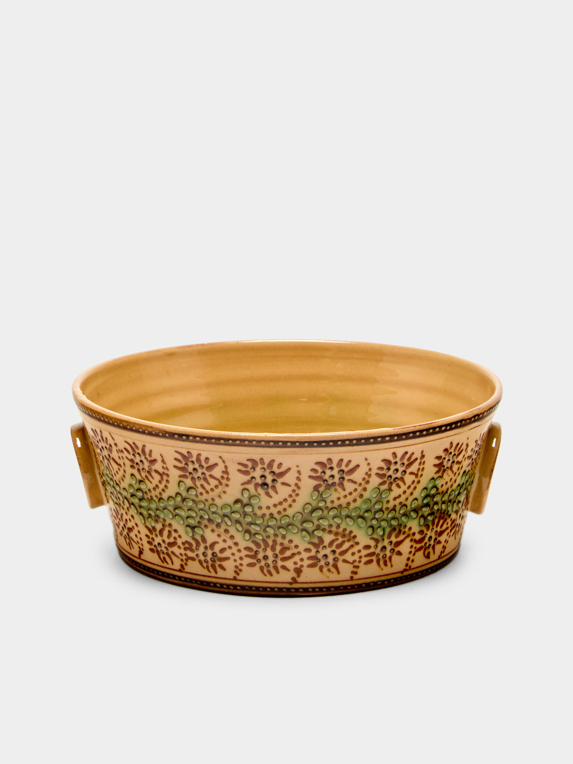 Poterie d’Évires - Flowers Hand-Painted Ceramic Small Handled Serving Bowl - Cream - ABASK - 