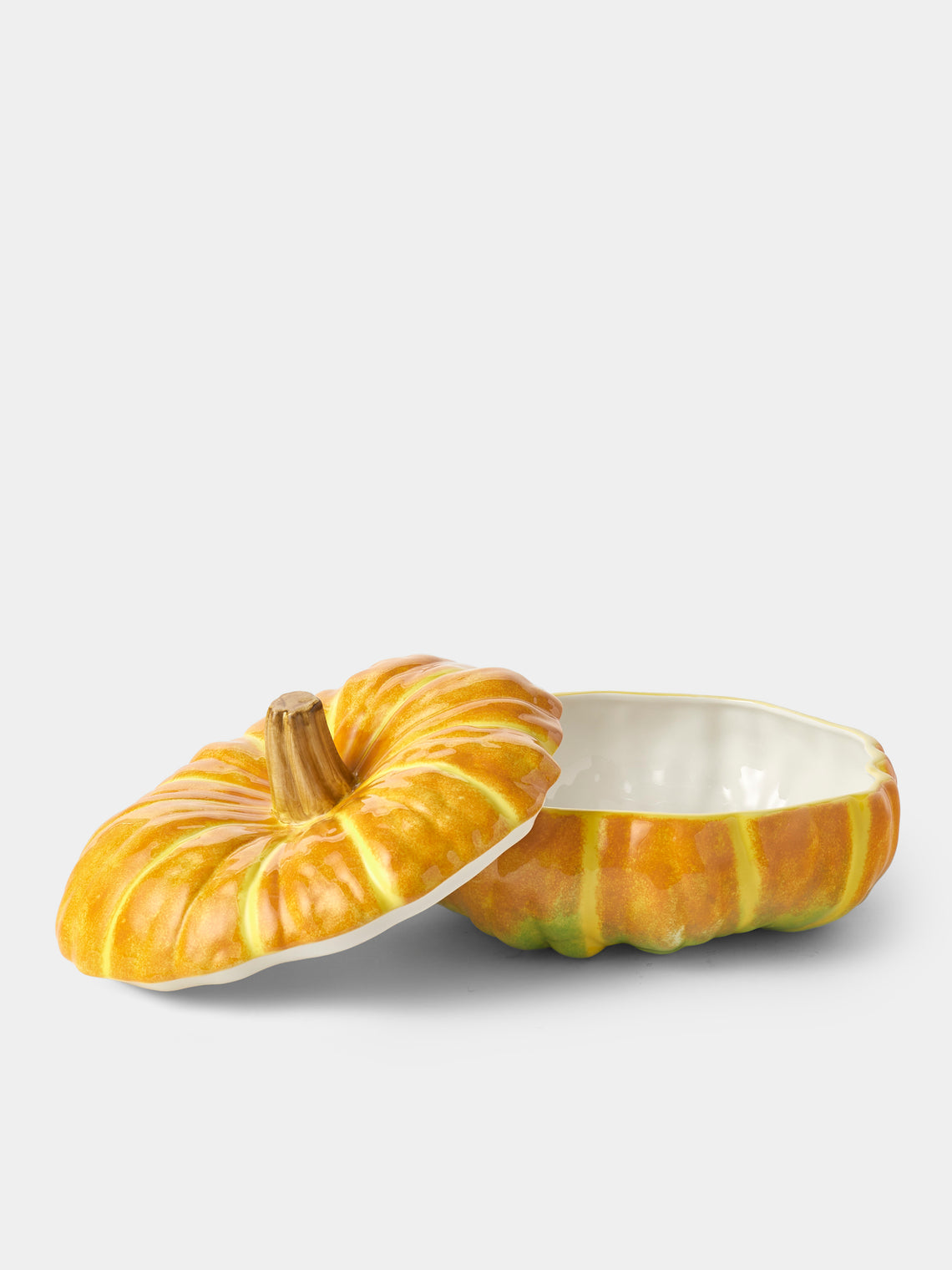 Este Ceramiche - Pumpkin Hand-Painted Ceramic Medium Soup Tureen - Orange - ABASK