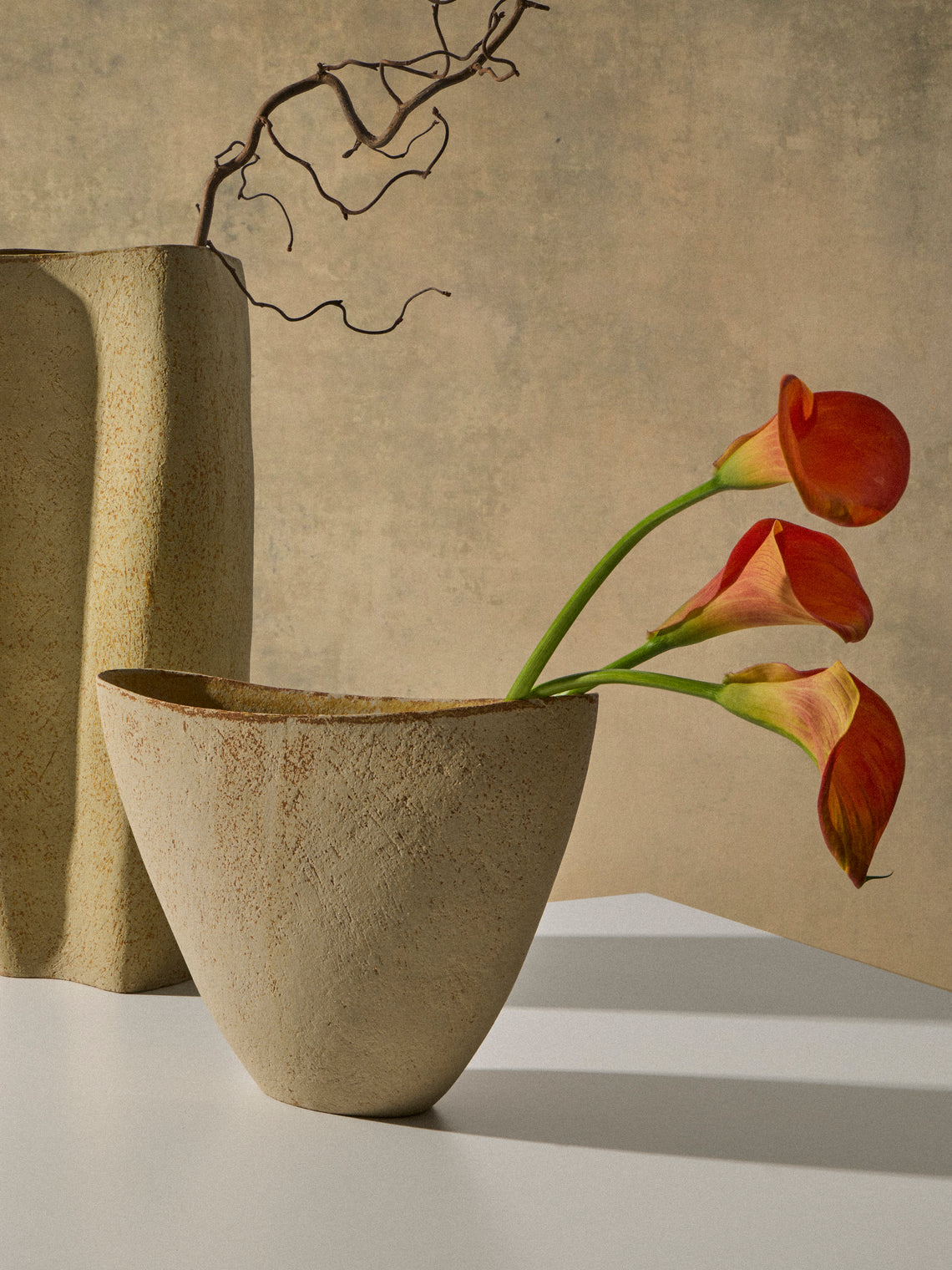 Linda Ouhbi - No. 3 Hand-Built Stoneware Vase (12in/30cm) - Beige - ABASK
