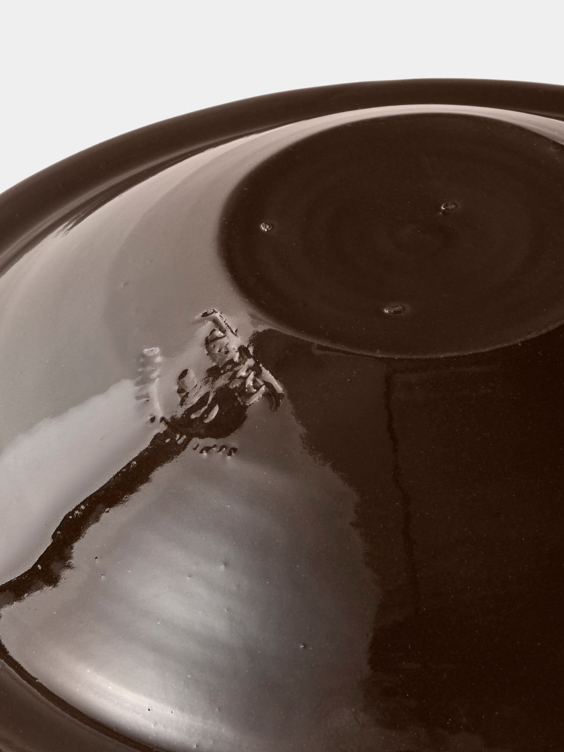 Poterie d’Évires - Flowers Hand-Painted Ceramic Small Serving Bowl - Dark Brown - ABASK