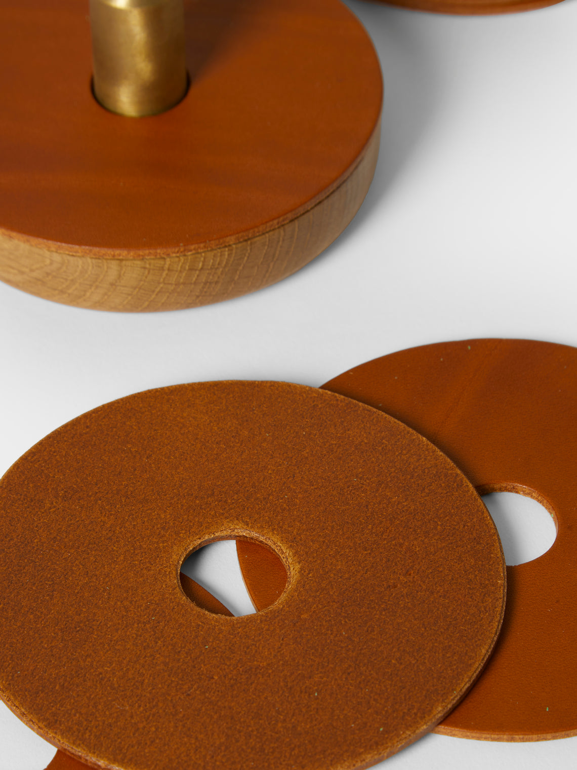 Otzi Studio - | Set of 10 | Gasket Leather Coasters - Tan - ABASK