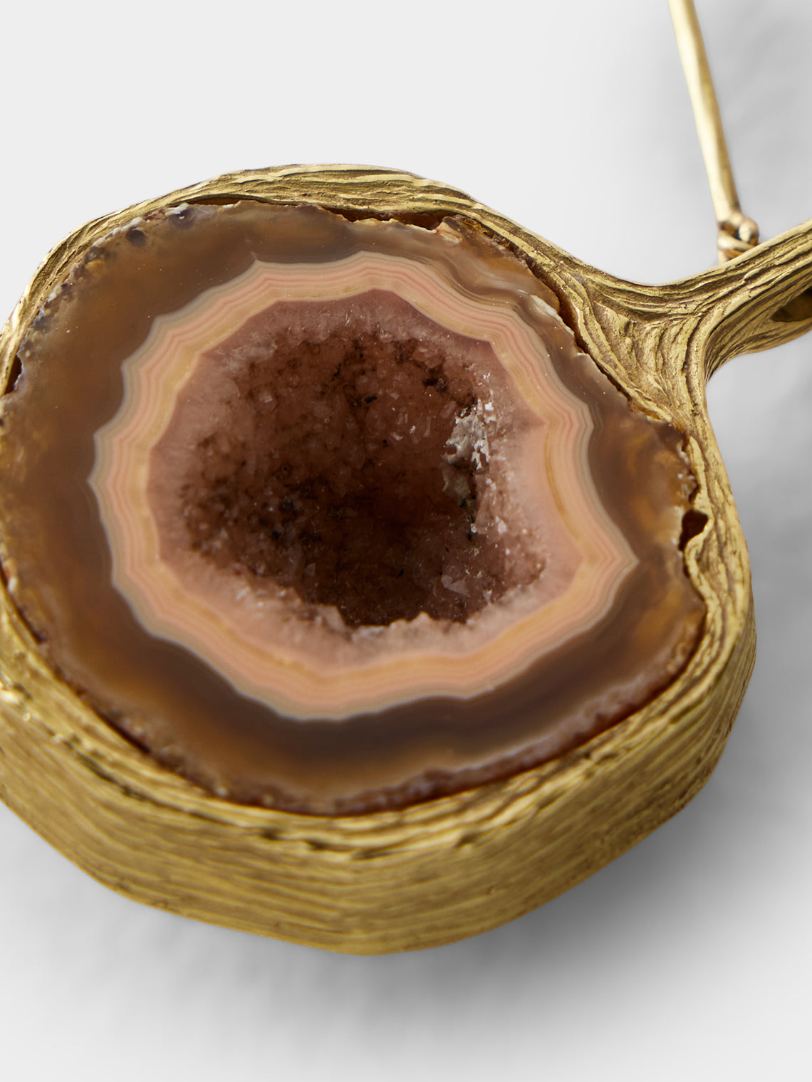 Mahnaz Collection - Vintage Bent Gabrielsen 18-Karat Gold and Agate Pendant Necklace - Gold - ABASK