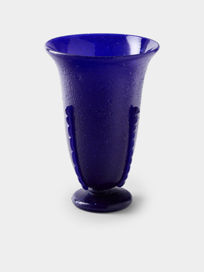 Antique and Vintage - 1950s Seguso Pulegoso Glass Vase (11in/28cm) - Blue - ABASK - 